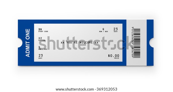 Blue White Colored Admission Ticket Rectangular Stock Illustration ...