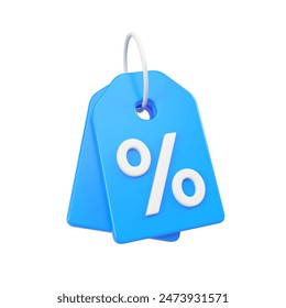 Blue and white discount tag for sales and shopping online. Price percent emblem offer promotion isolated. Black Friday and sale event concept. 3d rendering. - Powered by Shutterstock