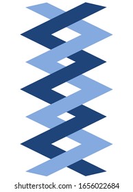 Blue And White DNA Helix Drawing. Blue And White Fence Illustration.