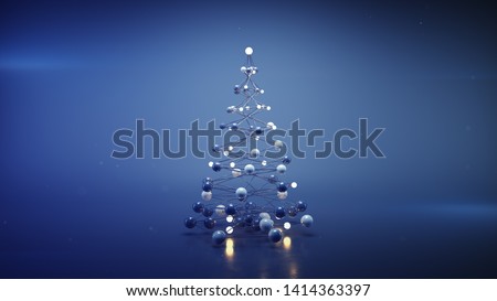 Blue wireframe mesh of christmas tree. 3D render illustration
 Stock photo © 