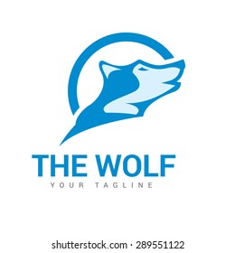 Blue Wolf Logo Design Stock