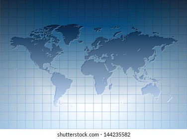 Blue World Map Raster Version Vector Stock Illustration 144235582 ...
