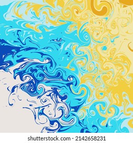 Blue Yellow Abstract Background With Liquid And Marble Pattern Named Phoenix Fire