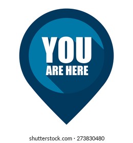 Blue You Are Here Map Pointer Icon Isolated On White Background 