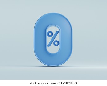 % azul cero o 0% para oferta especial de descuento de tiendas del departamento de compras y concepto de tipo de interés bancario por 3d de rendimento realista.