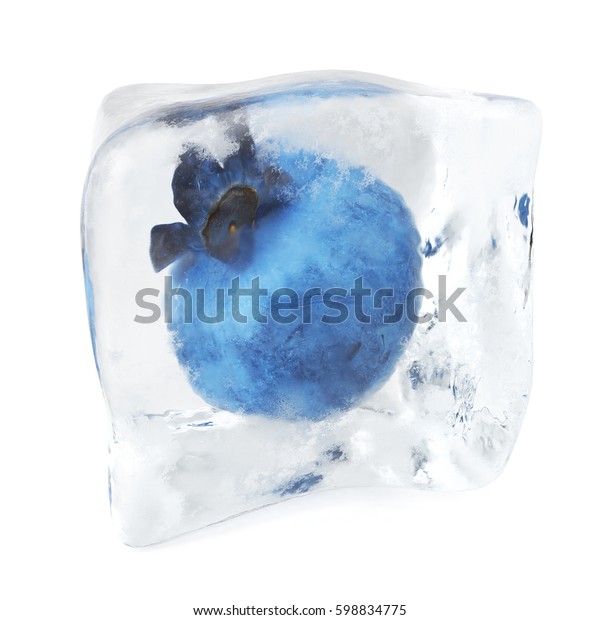 Blueberry Frozen Ice Cube Ice Cube Stock Illustration 598834775