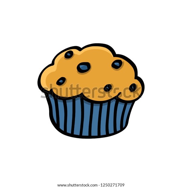 Blueberry Muffin Illustration On White Background のイラスト素材