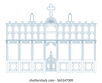 Blueprint Of An Iconostasis On White Background