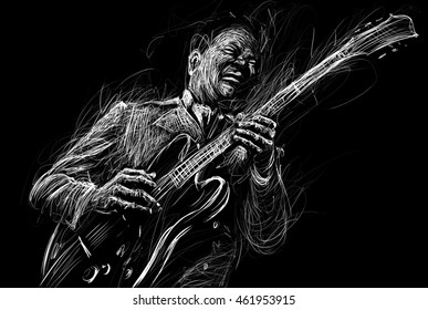 Blues  and Jazz musician with a guitar  guitarist guitar player
