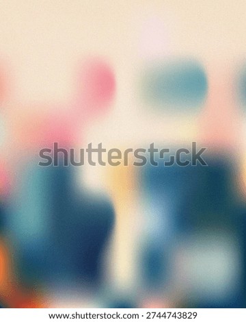 A blurred abstract with soft, rounded shapes in pastel colors including blue, pink, and yellow,...