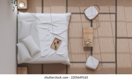 Blurred Background Japandi Bedroom Japanese Style Stock Illustration