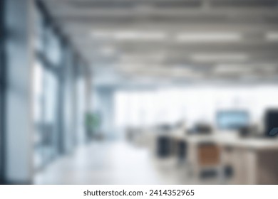 Blurred empty open space office. Abstract light bokeh at office interior background for design.