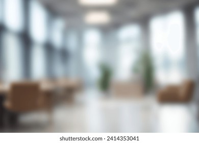 Blurred empty open space office. Abstract light bokeh at office interior background for design.