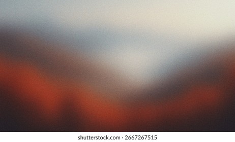 Blurred landscape features abstract soft textures in blending gradient hues of brown, blue, and white, creating a moody and dreamy atmosphere, ideal for atmospheric backgrounds.