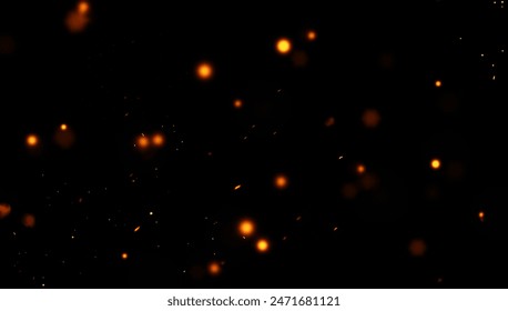 Blurred particles effect dust debris isolated on black background, motion powder spray burst texture.