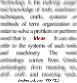 Blurred text with a focus on ideas
