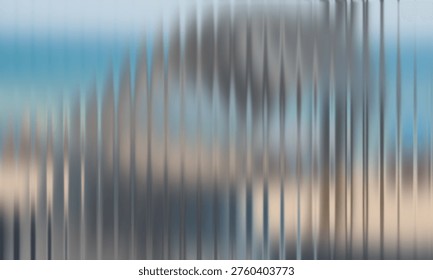 Blurry abstract background with vertical lines and blue sky distorted landscape with gray and brown tones creative conceptual design element