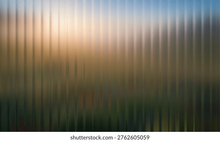 Blurry abstract background with vertical lines and sunset colors gradient blue yellow green hues