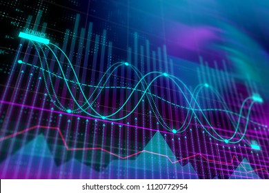 Blurry Forex Chart Background. Analysis And Finance Concept. 3D Rendering 