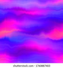 Blurry Rainbow Gradient Glitch Abstract Artistic Texture Background. Wavy Irregular Bleeding Dye Seamless Pattern. Digital Ombre Distorted Watercolor Effect All Over Print