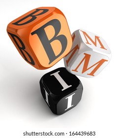 Bmi Standing For Body Mass Index Orange Black Dice Blocks On White Background. Clipping Path Included