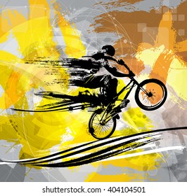 Bike Watercolor Print Dirt Bike Mountain Biker Poster BMX Biking Extreme Sport