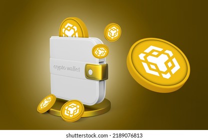 Bnb Binance Token Premium Crypto DeFi Coins Set With A Wallet Money Cryptocurrency Mockup Distributed On An Isolated Infinity Background 3d Rendering Illustration