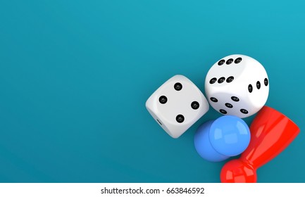 Board game concept isolated on blue background. 3d illustration