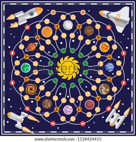 A board game on the space theme. Raster version.
