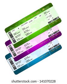 Boarding Pass Tickets Isolated Over White Stock Illustration 141070228 ...