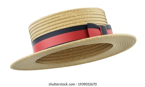 Boater hat isolated on white background - 3D illustration