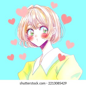 Bob Cut Woman In Love