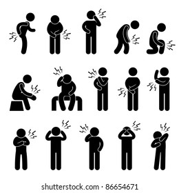 Body Ache Pain Backache Headache People Icon Sign Symbol Pictogram