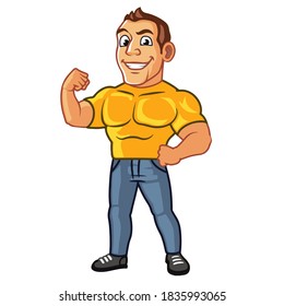 Body Builder Cartoon Character Illustration