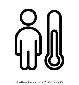 Body temperature sensor icon displaying smart thermometer devices for remote health tracking.