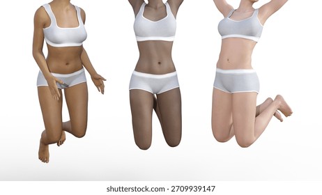 Body Types Assorted and Diverse Range of Women 3D Render