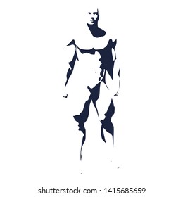 Bodybuilder silhouette. Muscular man posing. Simple style illustration. Sport concept