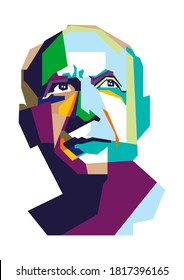 Bogor, Indonesia - 19-September, 2020: Simple abstract of Spanish painter and sculptor Pablo Picasso in WPAP Popart Style.