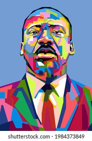 Bogor, Indonesia - June-03-2021 : Abstract Geometric Of Martin Luther King Jr, Was An Leader In The American Civil Rights Movement. In WPAP Popart Illustrations.