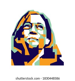 Bogor, Indonesia - Oktober 10 2020 : Senator Kamala Harris, as she is announced as the Democrat Vice Presidential Candidate 2020
. In WPAP Popart Illustration Style.