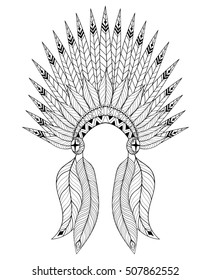 Native American Indian Headdress Vector Illustration Stock Vector ...