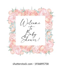 Boho Roses Frame Clipart Watercolor Floral Stock Illustration ...