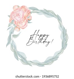 Boho Roses Wreath Clipart, Watercolor Floral Borders Png, Wedding Clipart With Dusty Pink Roses For Invitations, Baby Shower, Mother's Day