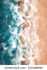Boho Sea Beach and Waves Print  Abstract Background  Bohemian printable wall art  boho poster  pastel abstract art  landscape drawing  sea painting  Hand Drawn Effect