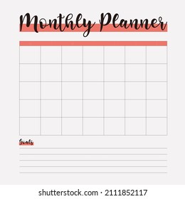 Boho Simple Minimal Monthly Calendar Planner