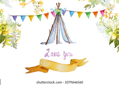 Boho, Tipi, Tent Wedding Invitation