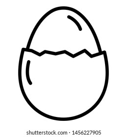 Boiled Cracked Egg Icon. Outline Boiled Cracked Egg Icon For Web Design Isolated On White Background