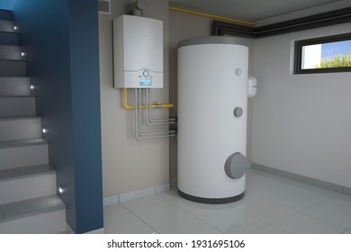 Boiler Room - Gas Heating System, 3d Illustration