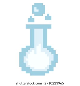 Boiling science flask icon pixel art for chemistry experiment symbol