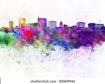 Boise skyline in watercolor background